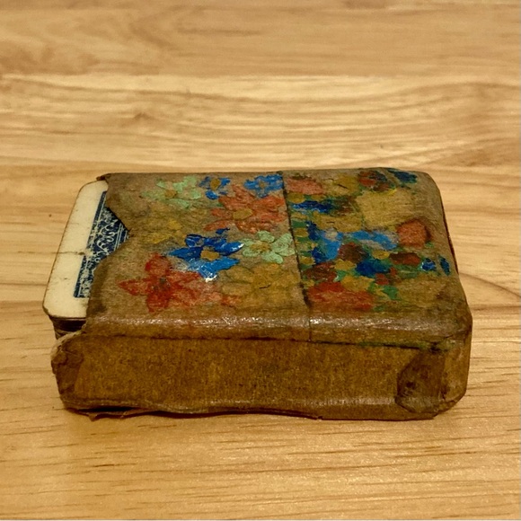 Vintage Mini Playing Card Set Game Folk Art Case - Picture 4 of 16